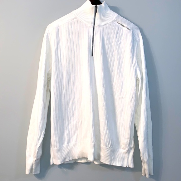Calvin Klein Jeans Other - Calvin Klein Jeans Sweater Men’s 1/4 Zip Long Sleeve - White - Extra Large